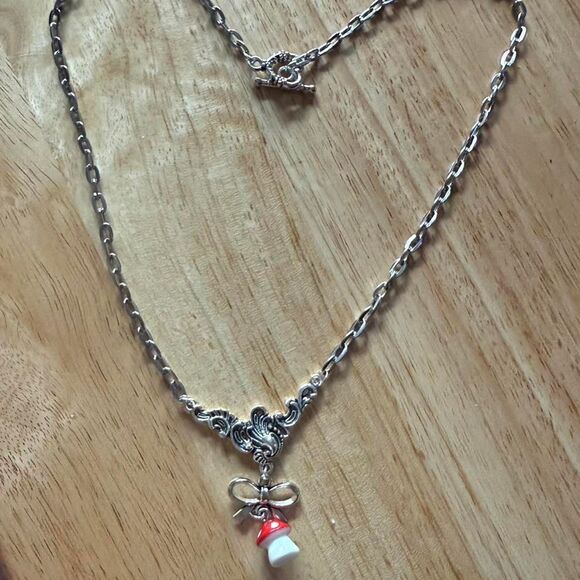 Sweet Mildred Jewelry - Silver Cottagecore Mushroom Necklace